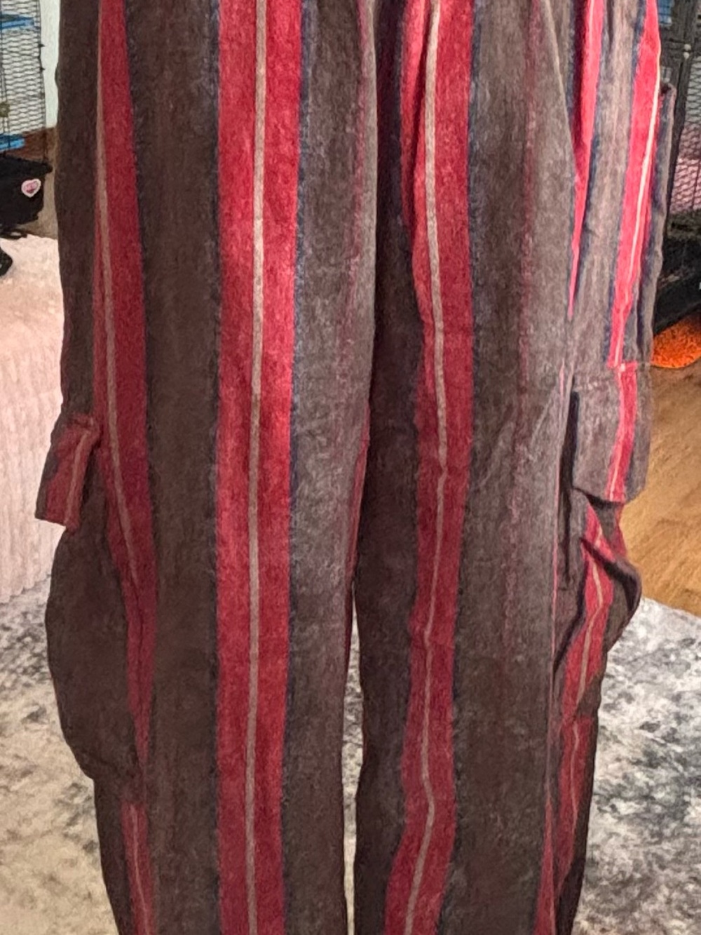 POL Women's Brown Cargo Pants with Red Stripes